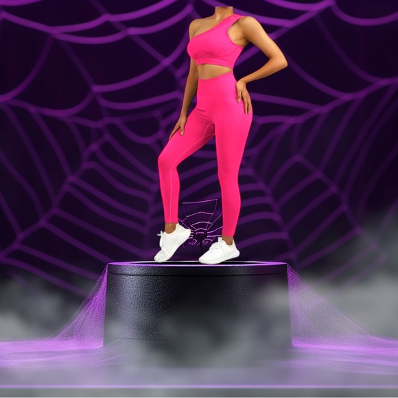 MFF Yoga Workout Sets,One Shoulder
Sports Crop Top With Butt Lifting Leg… - Picture 1 of 8